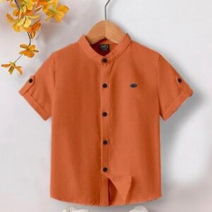Trendy Kids Boys Printed Shirt Soft Cotton Blend Fabric Button Down Design for Casual and Festive Use
