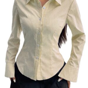 Women Shirt||Women Relaxed Fit Vertical Striped Spread Collar Cotton Casual Shirt (S-12-19)